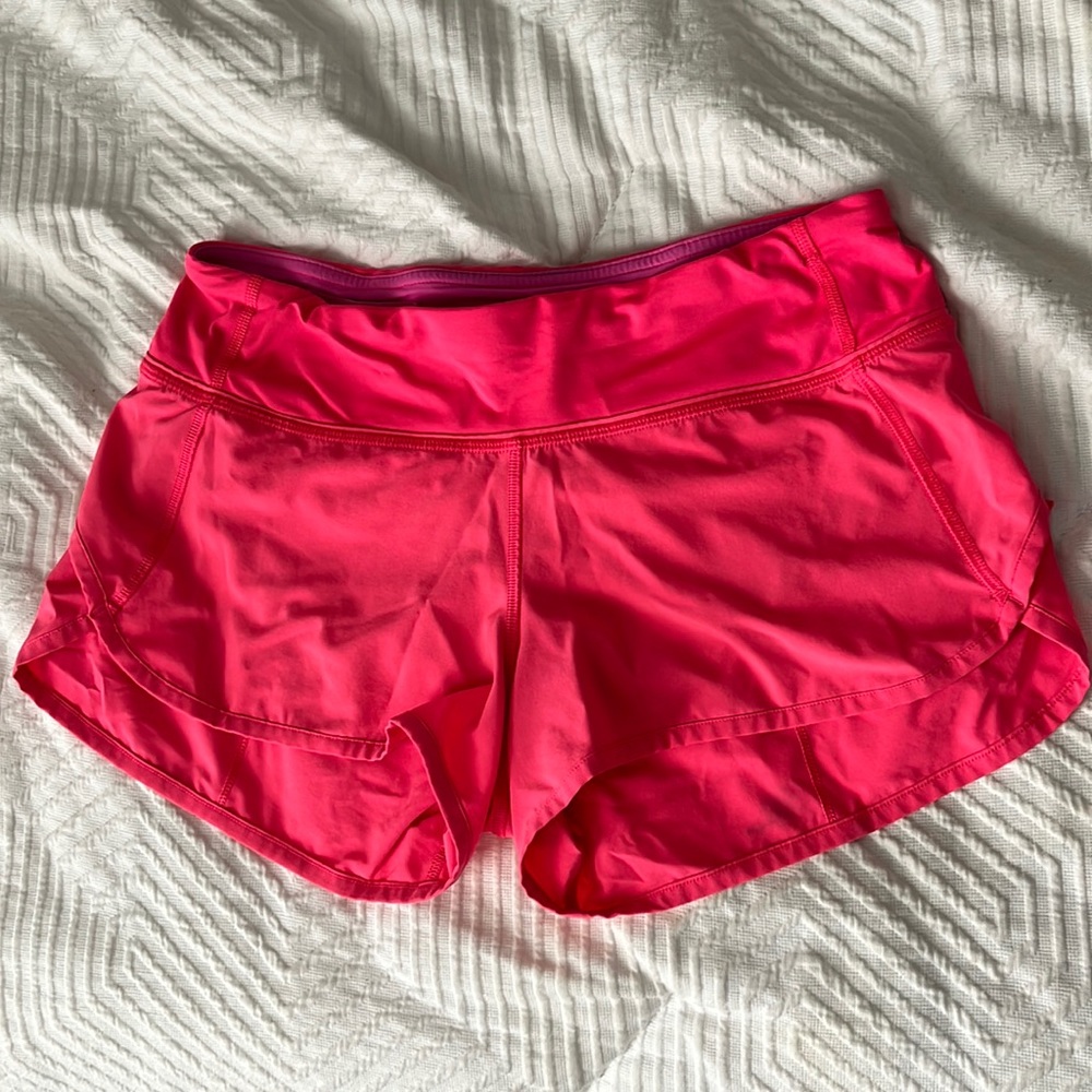 Hot pink Lululemon run shorts